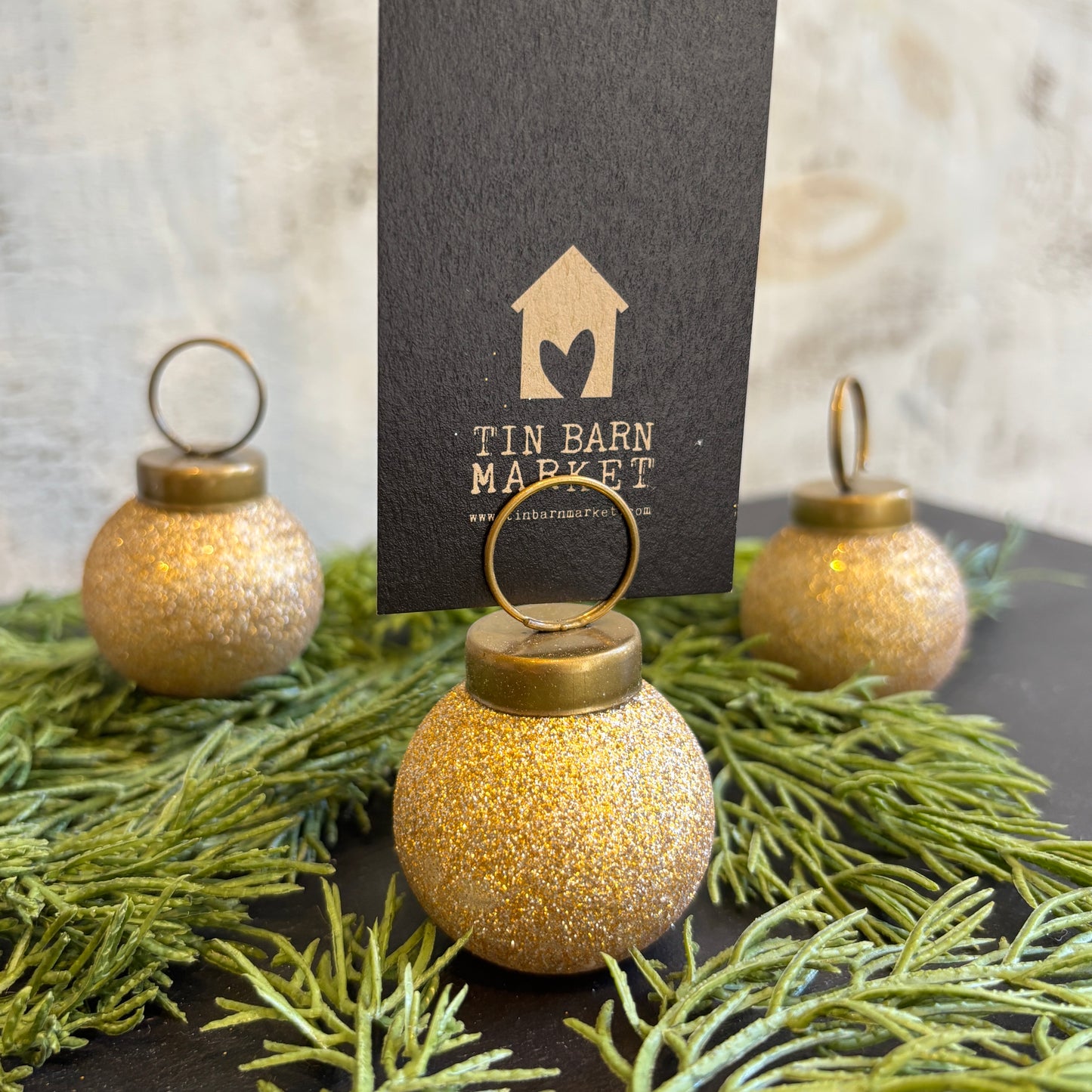 Glass Ball Ornament Place Card Holder