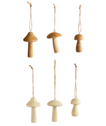 Mango Wood Mushroom Ornament