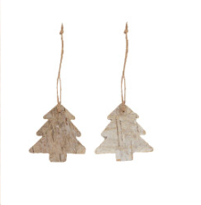 Birch Bark Tree Shaped Ornaments