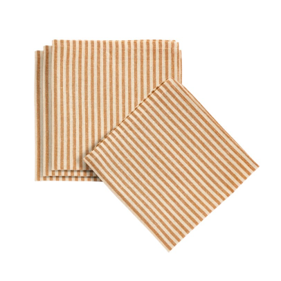 Striped Cotton Napkin - Beige/Rust