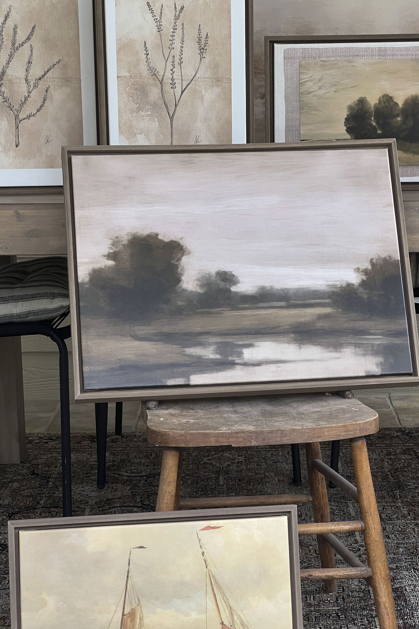 VINTAGE COUNTRY RIVER, Work on stretched canvas