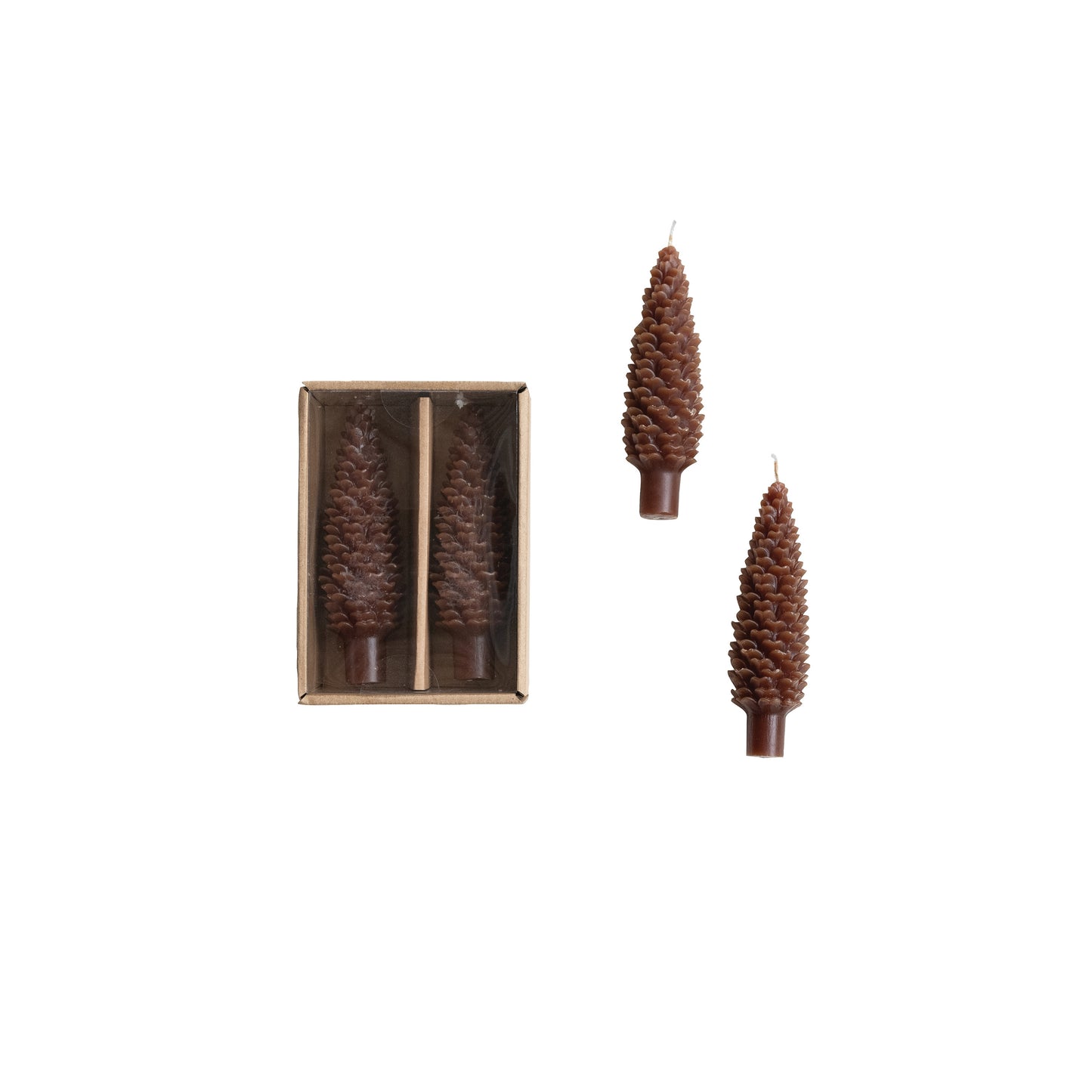 5.75" Pinecone Taper Candles - Set of 2