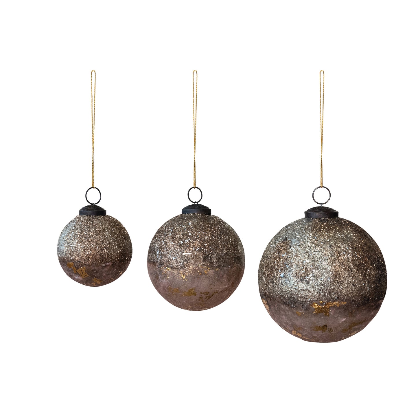 Textured Mica Flake Glass Ornament