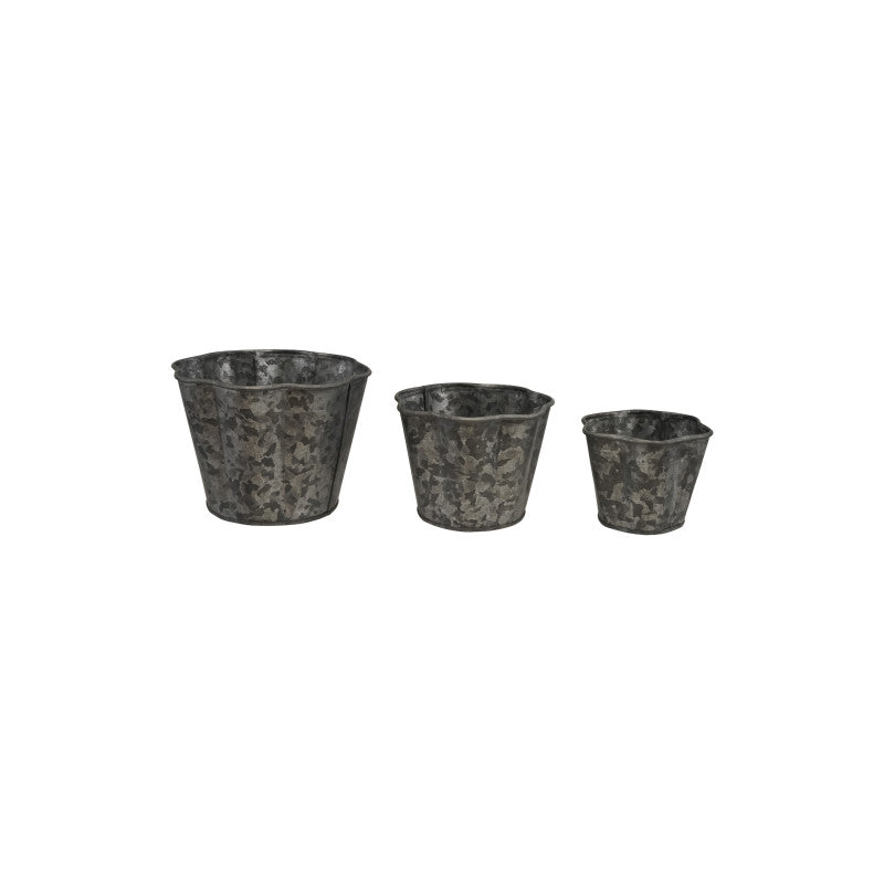 Galvanized Metal Scalloped Planters