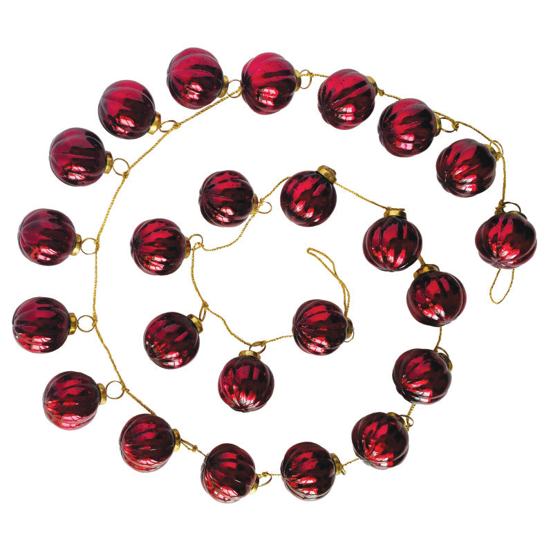 Mercury Glass Ornament Garland - Red