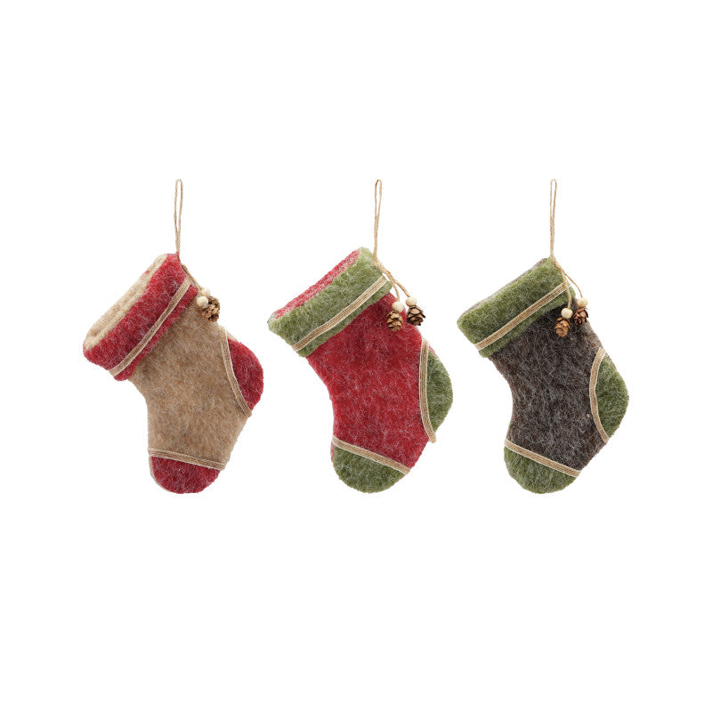 Stocking Ornament w/ Pinecone Detail