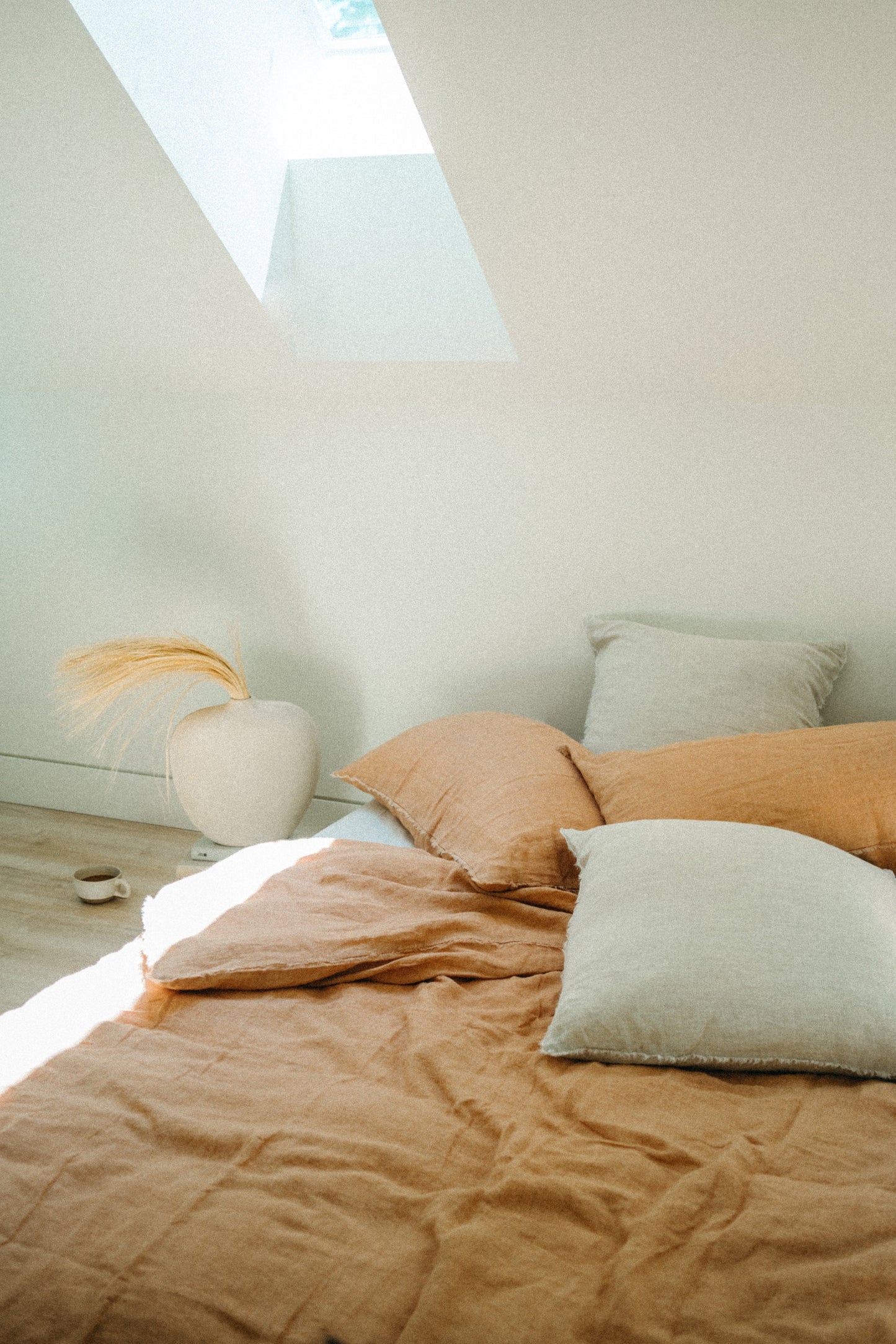 Lina Linen Queen Duvet Set Terracotta