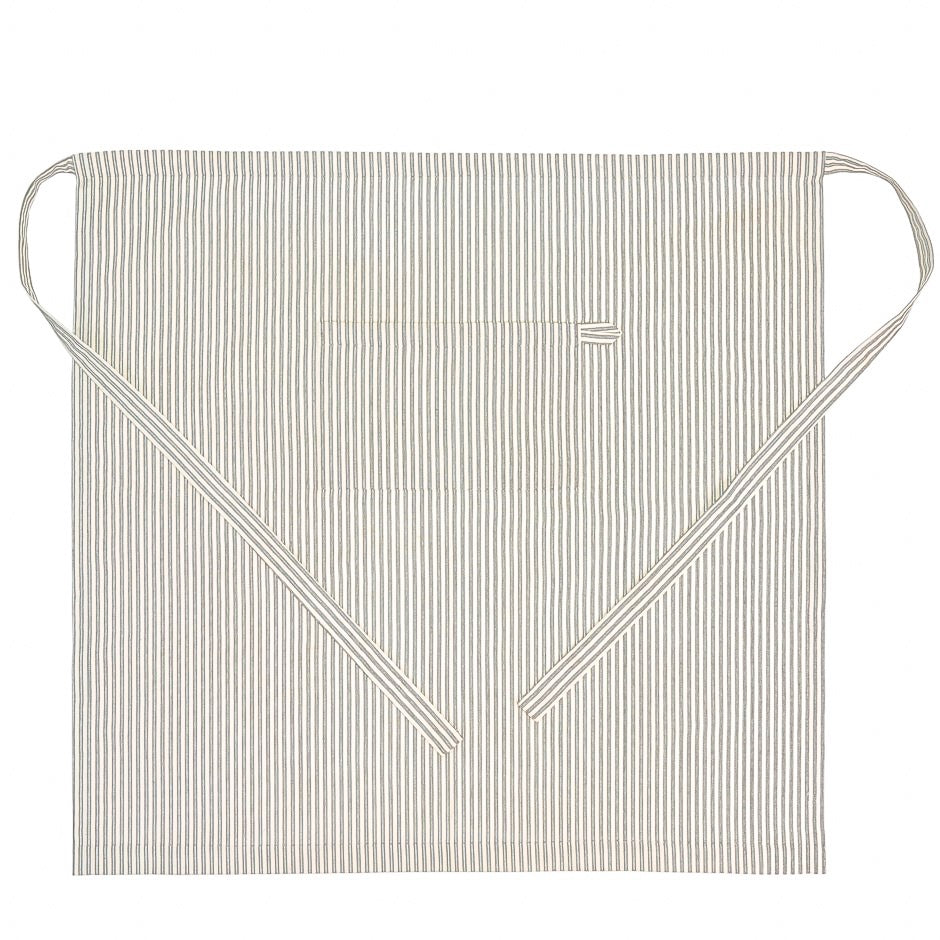 Grey Ticking Apron - Half