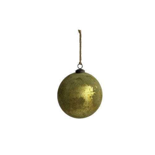 Recycled Glass Ball Ornament - Olive