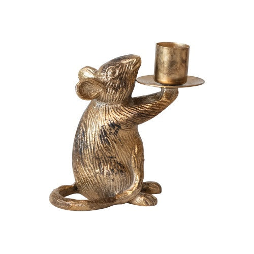 Mouse Taper Holder, Antique Gold Finish