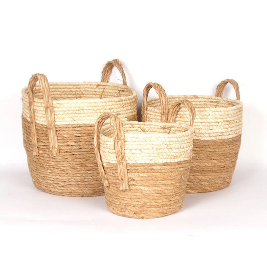 Woven Basket with Handles - Natural