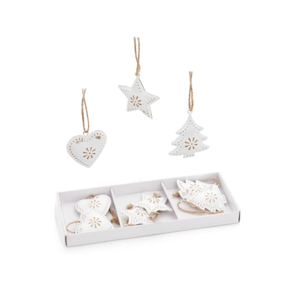 Ornament - Mini Tree, Heart, Star - White