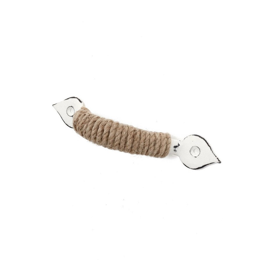 Knob: White Cast Iron pull with Jute