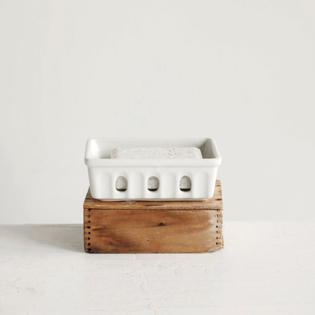 White Stoneware Berry Basket