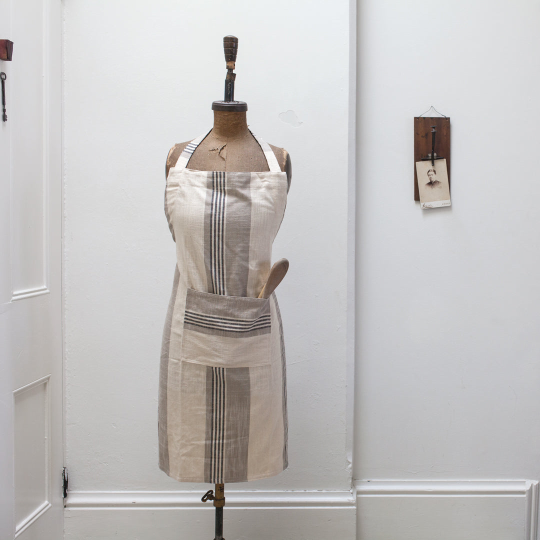 Striped Apron w Pocket - Cotton