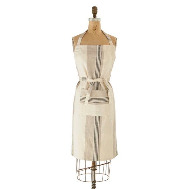 Striped Apron w Pocket - Cotton