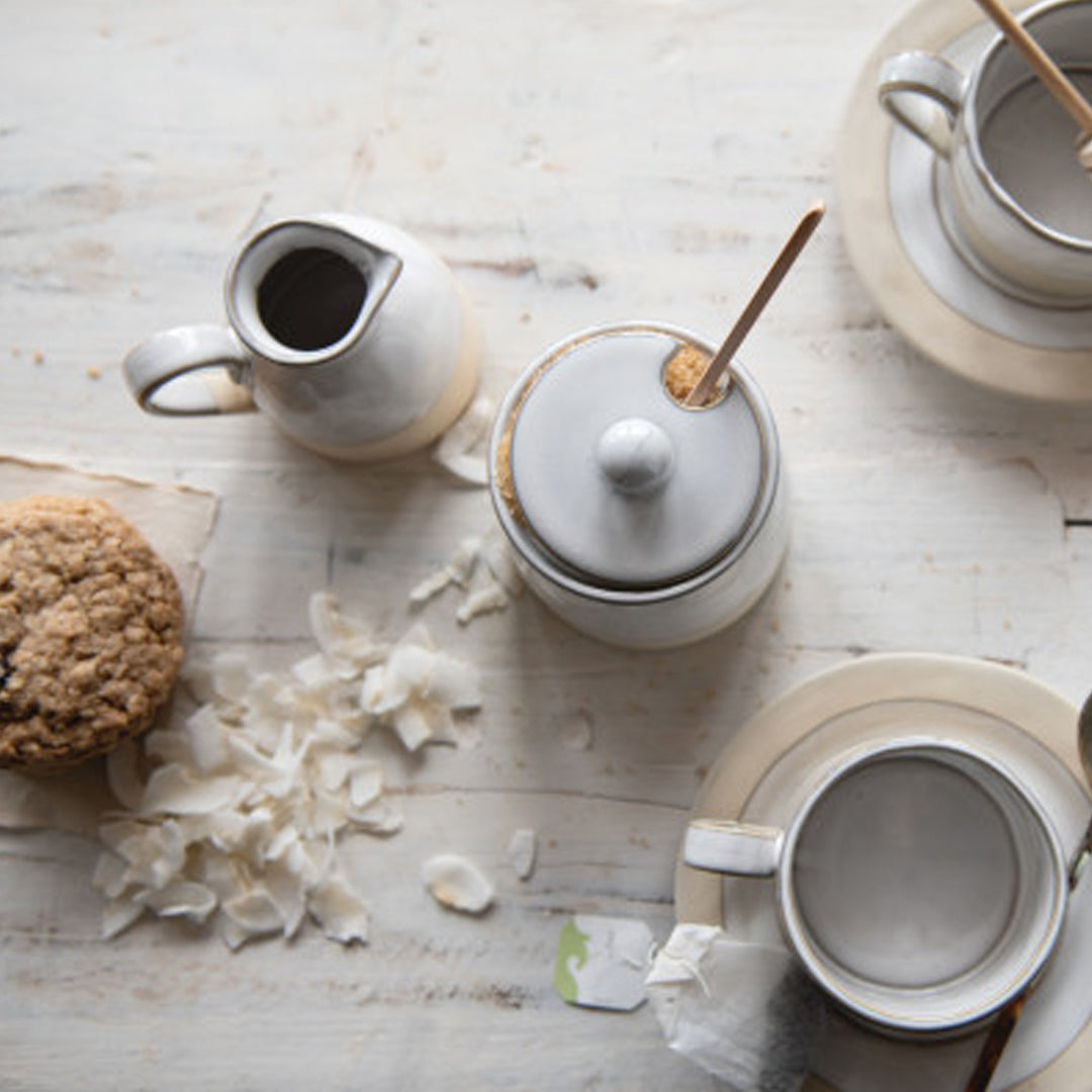 Stoneware Sugar Pot + Wooden Spoon