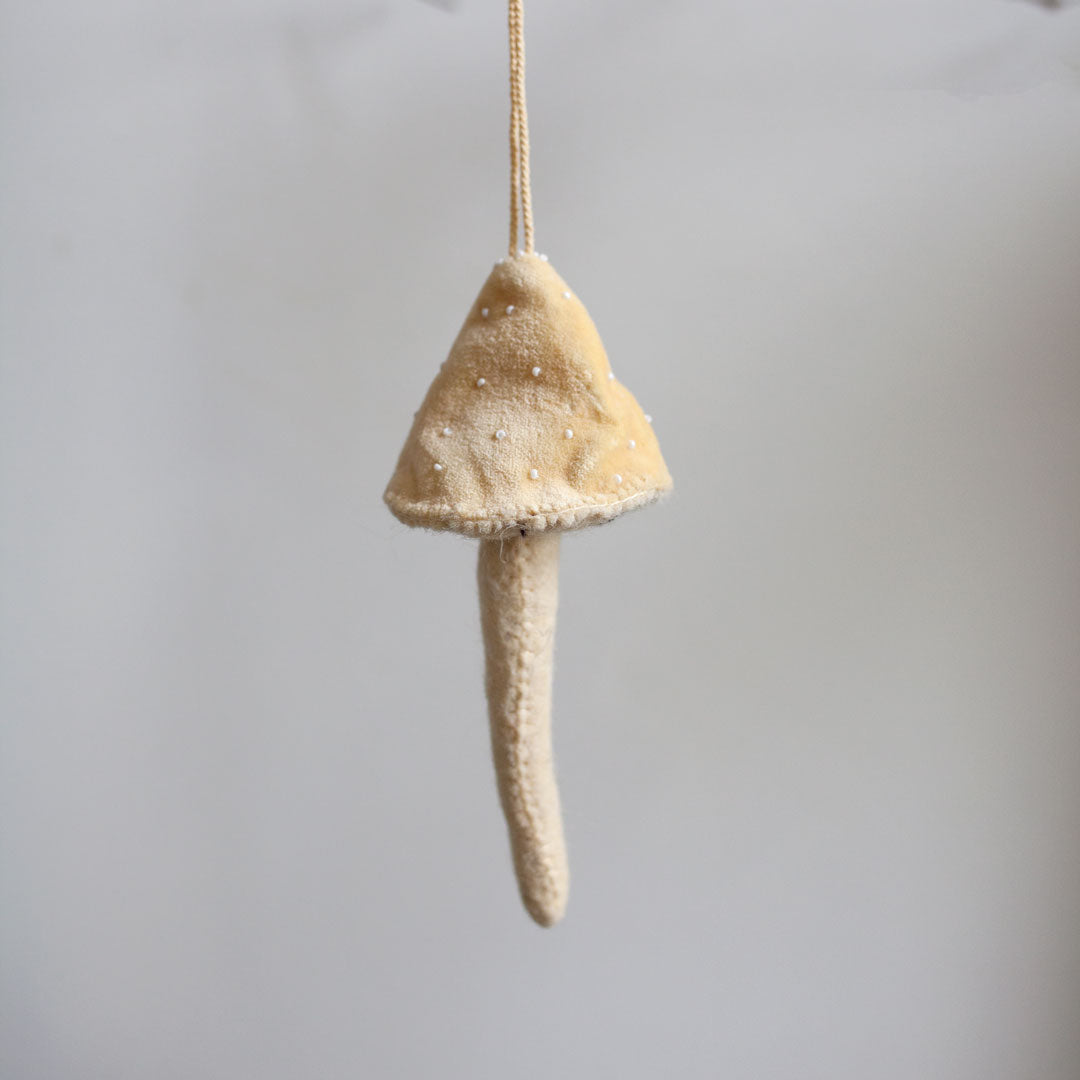 Velvet Beaded Mushroom Ornament - 5.5h