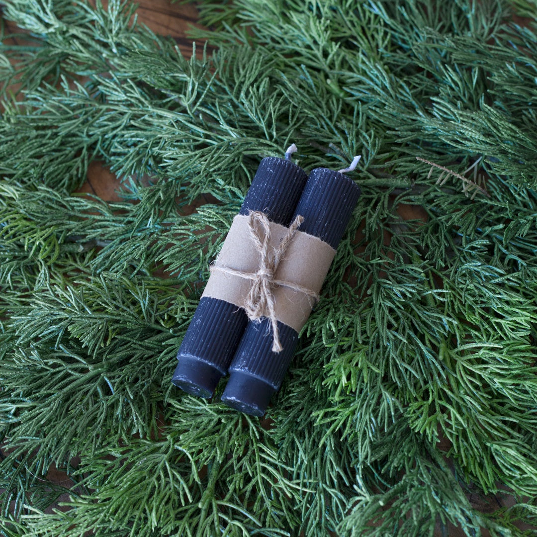 Pleated Taper Candle - Black