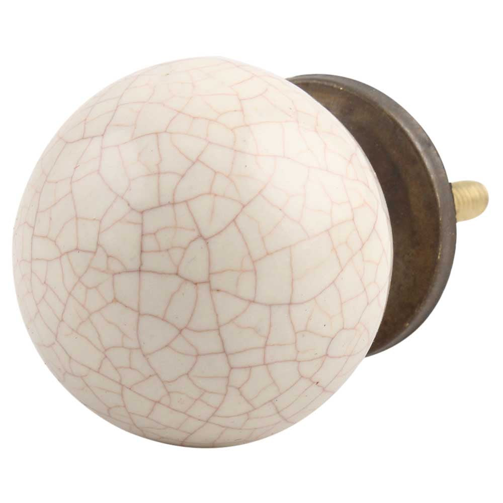 Knob: Cream, Crackle, Round