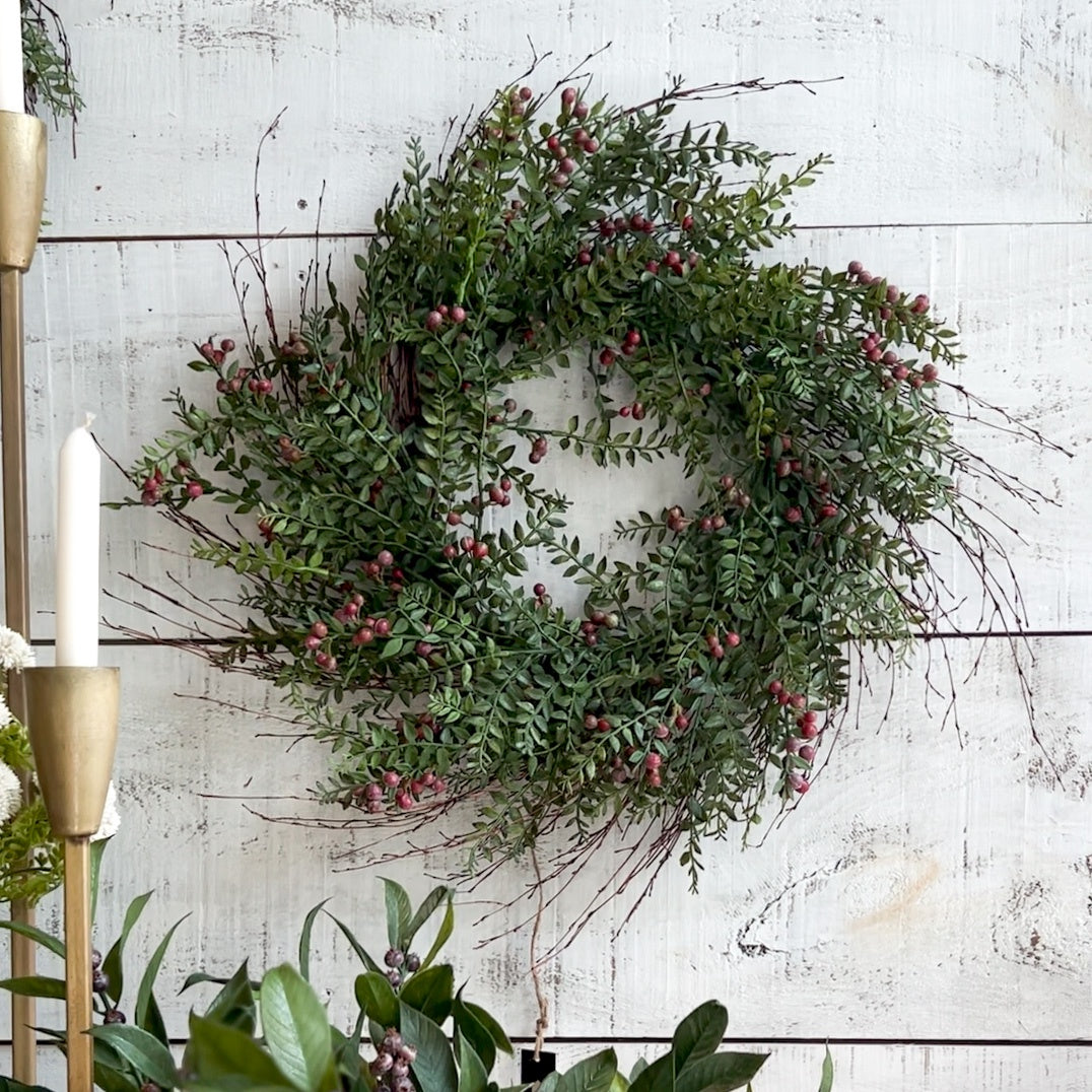 Faux Nandina Wreath