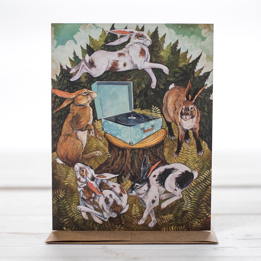 Card: Dancing Record Rabbits