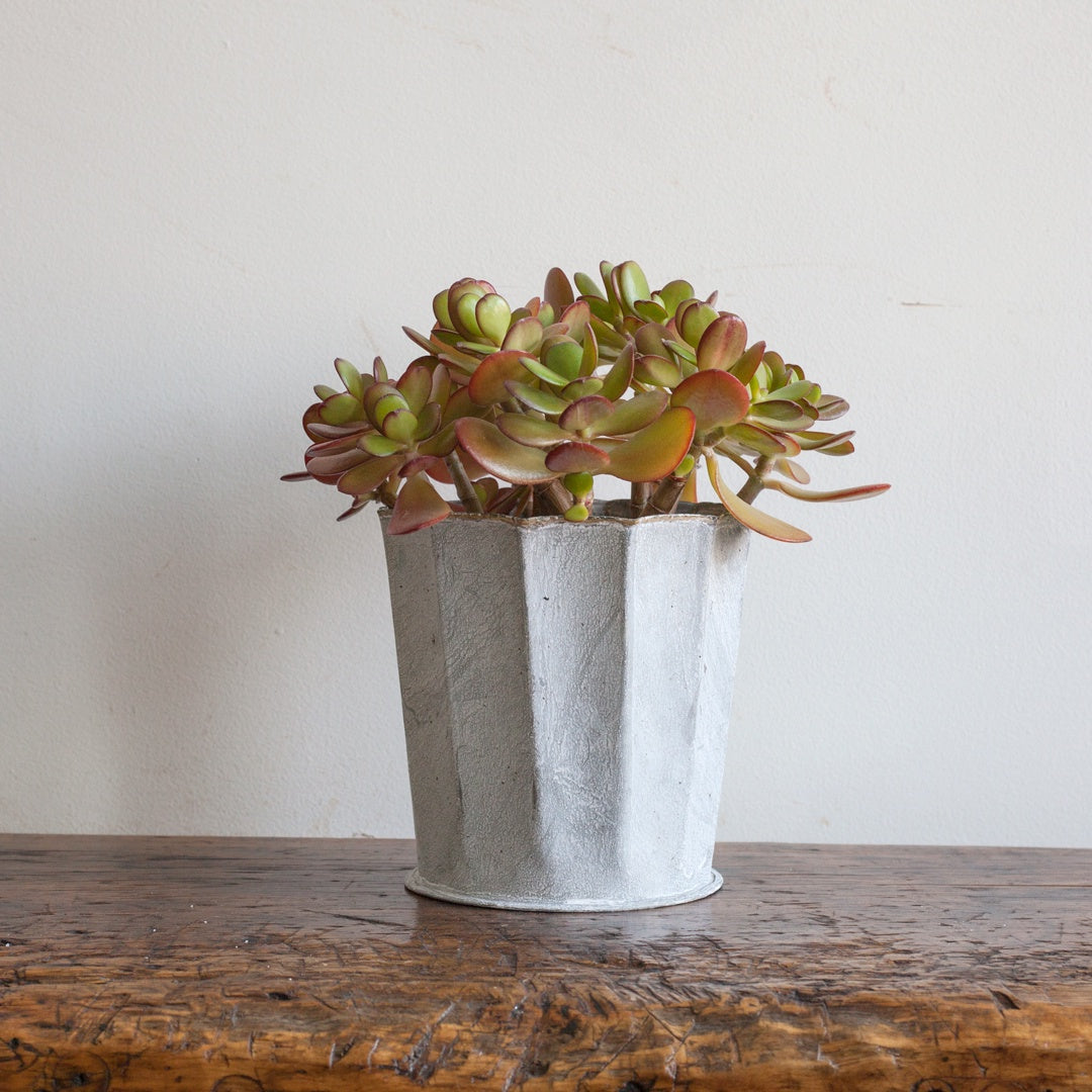 Fluted Metal Plant Pot