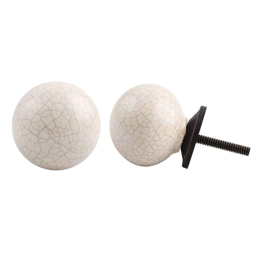 Knob: Cream, Crackle, Round