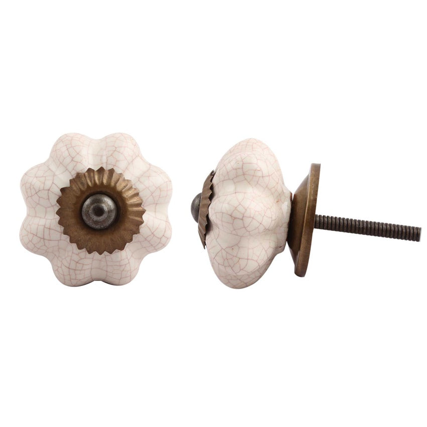 Knob: Melon, Cream Crackle, Antique Finish
