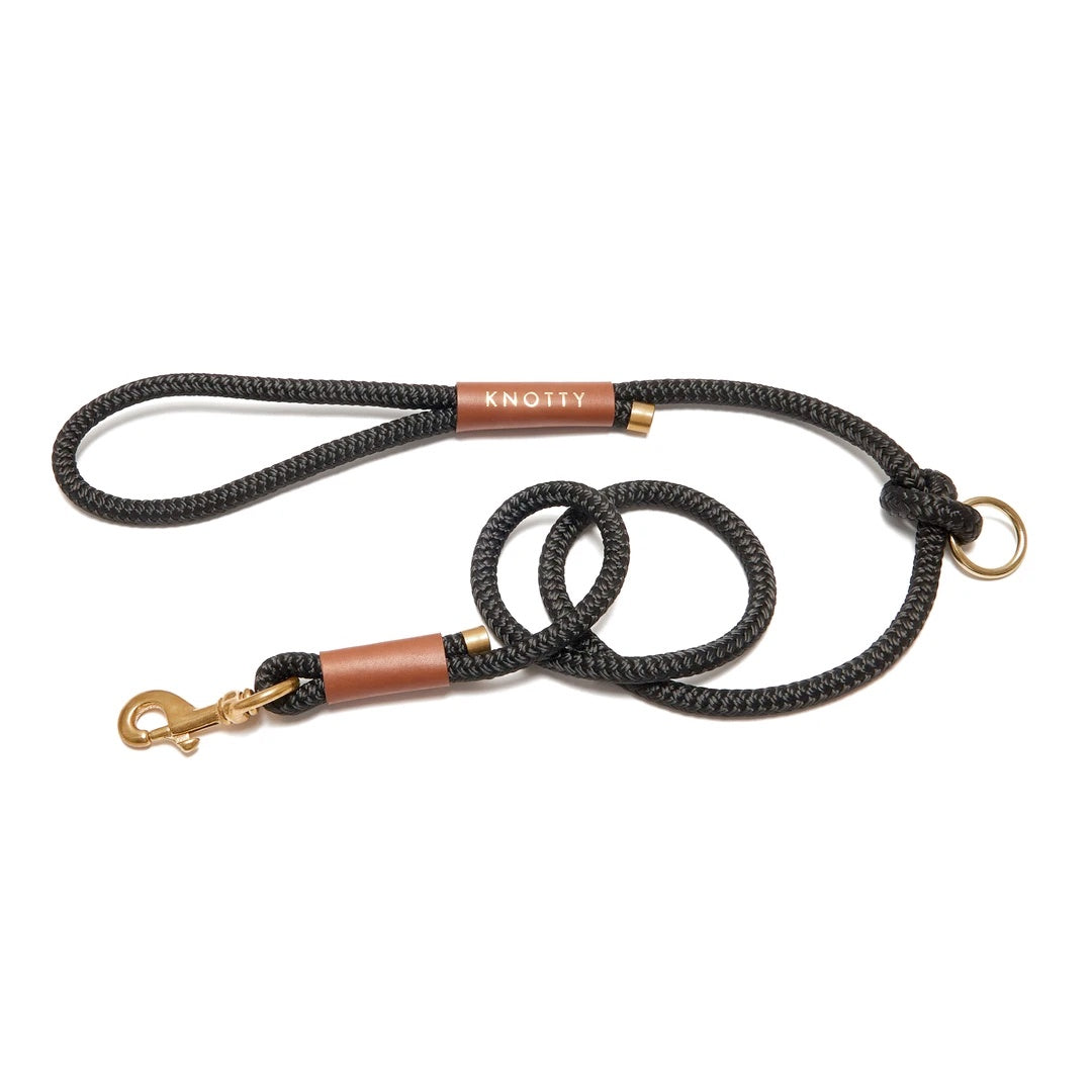 Rope Leash Black + Brass TIN BARN MARKET