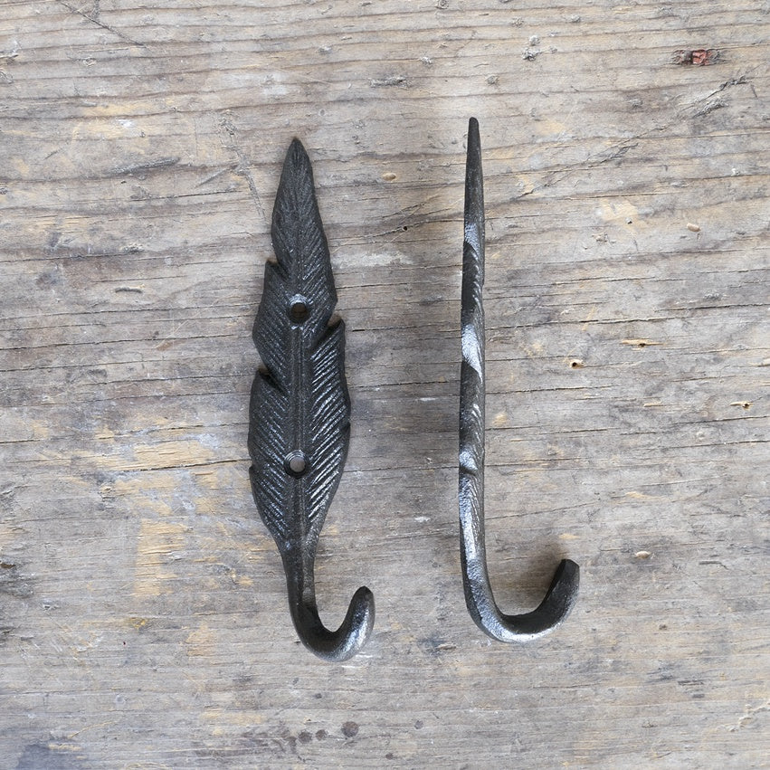 Cast Iron Feather Hook - blk