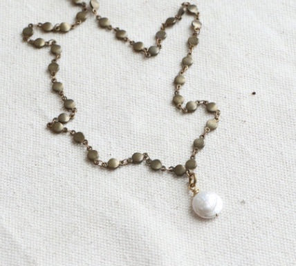Pearl Necklace - Brass