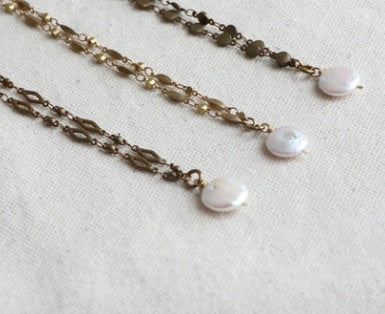 Pearl Necklace - Brass