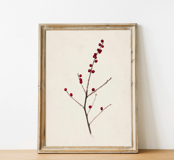 Vintage Print - Winter Berry 8 X 10