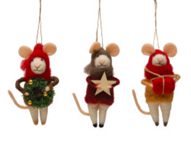 Hooded Felt Mouse Ornament