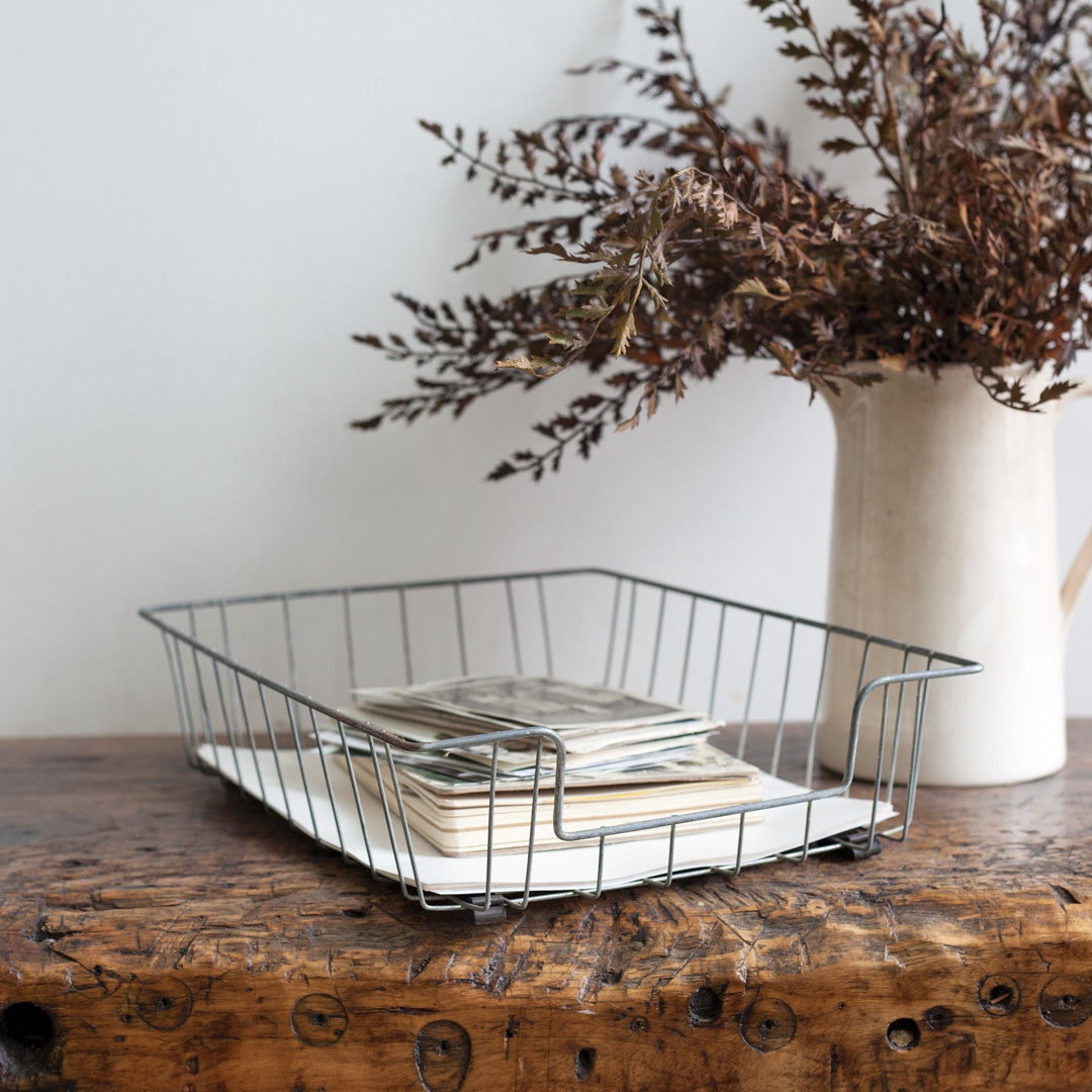 Vintage Wire Inbox Basket