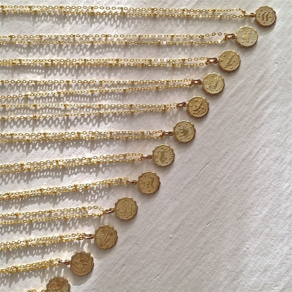 Zodiac Charm Necklace - Gold