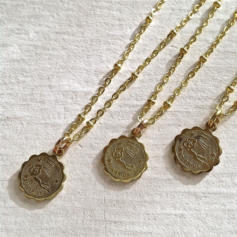 Zodiac Charm Necklace - Gold