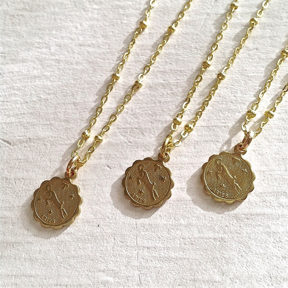 Zodiac Charm Necklace - Gold