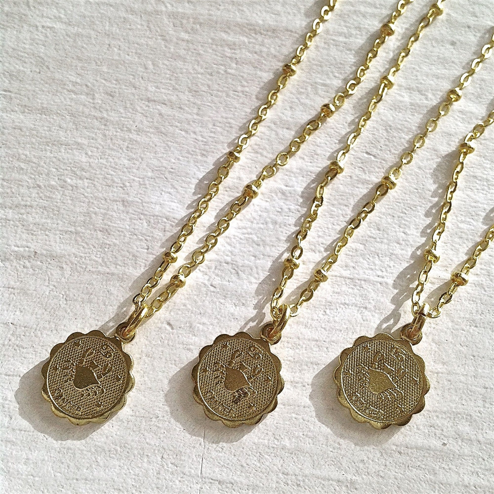 Zodiac Charm Necklace - Gold