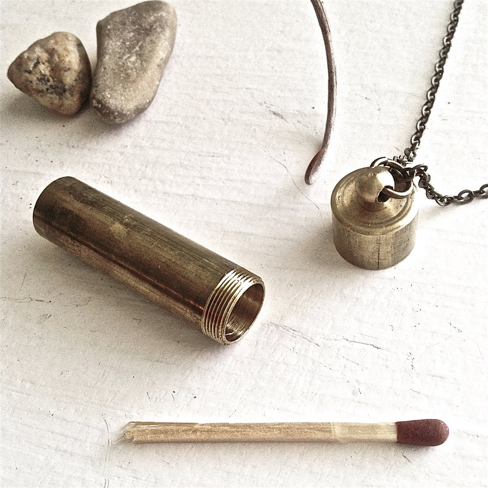 Brass Canister Pendant Necklace