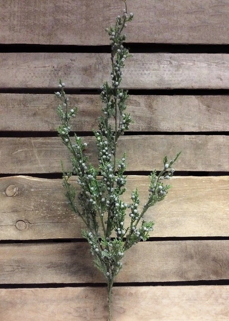Flocked Juniper & Berries Spray