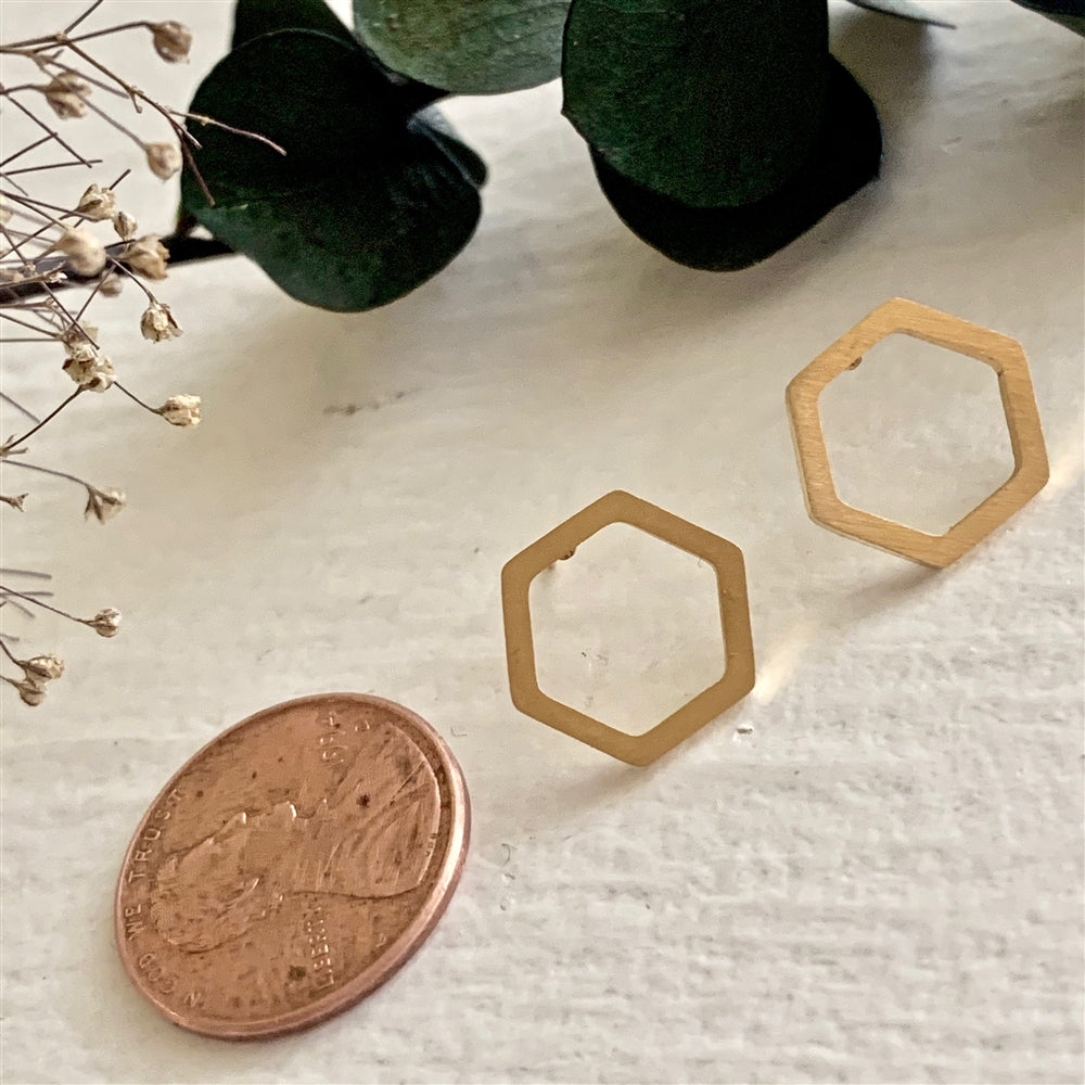 Hexagon Stud Earrings