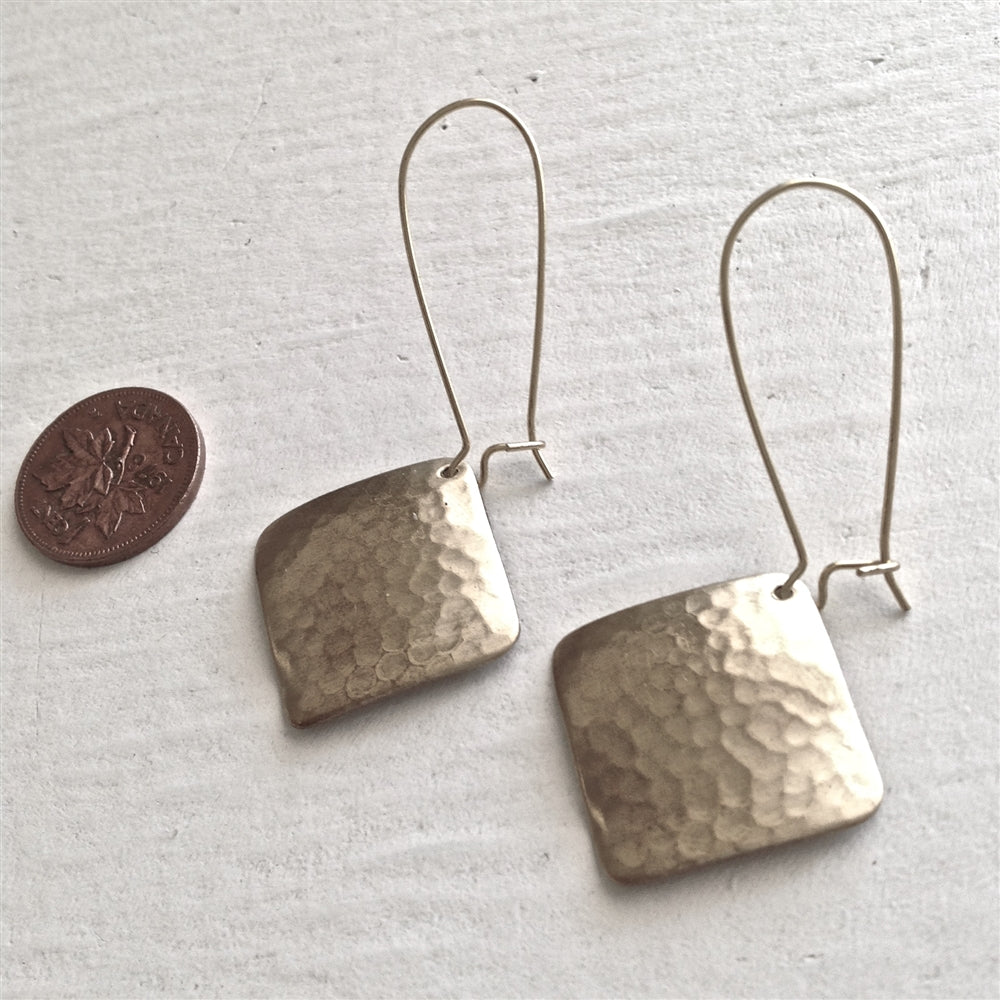 Hammered Brass Drop Earrings