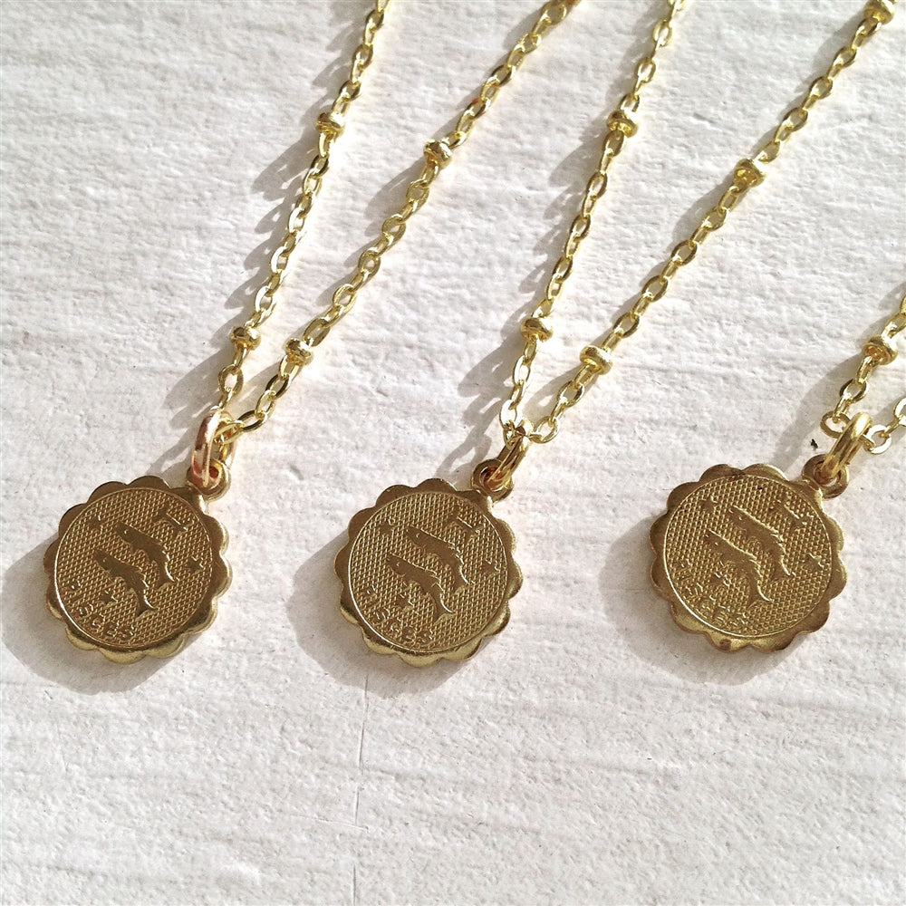 Zodiac Charm Necklace - Gold