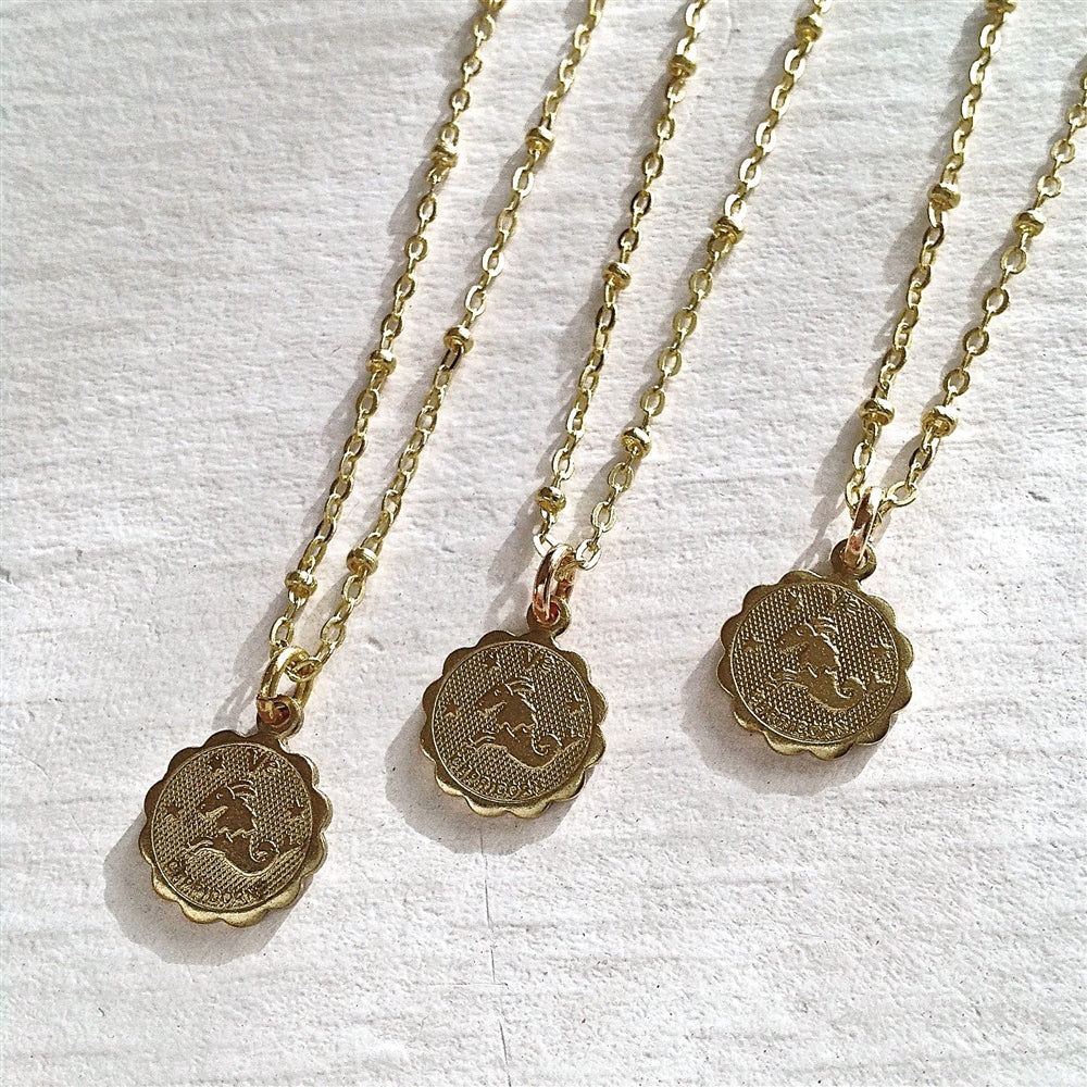 Zodiac Charm Necklace - Gold