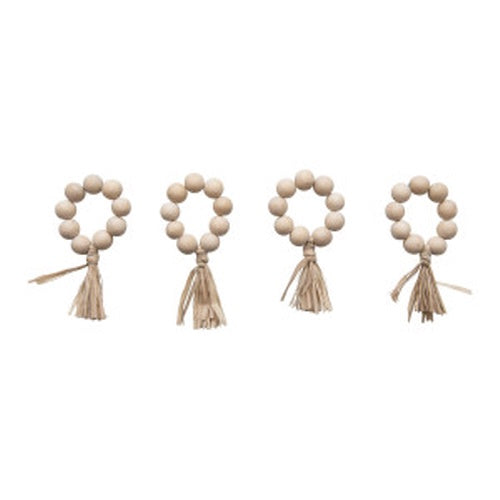 Bead Napkin Rings w/ Raffia Tassel