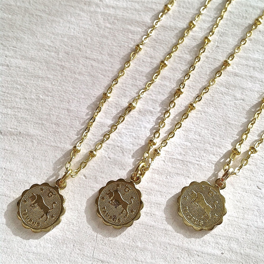 Zodiac Charm Necklace - Gold