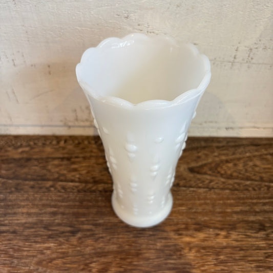 Vintage Milk Glass Dotted Vase