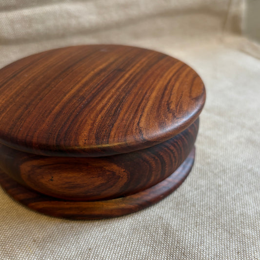 Vintage Dark Wood Trinket Container -SM